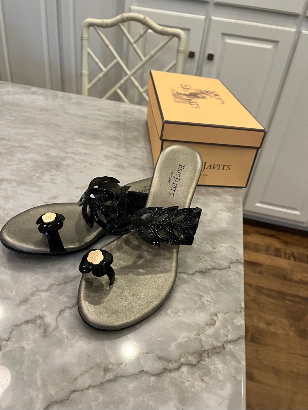 Eric Javits NWT Black Patent Sandals Size 8
